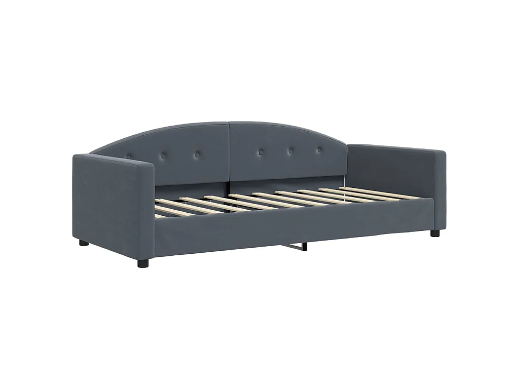 Slaapbank met onderschuifbed 90x190 cm fluweel donkergrijs