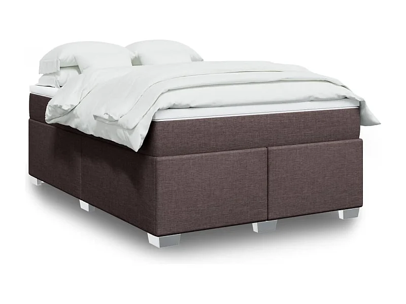 Cama box spring con colchón tela marrón oscuro 140x200 cm