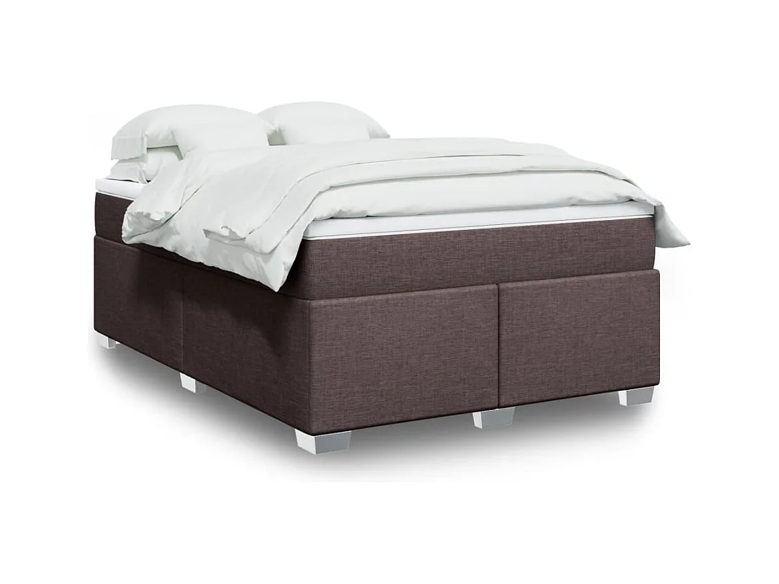 Cama box spring con colchón tela marrón oscuro 140x200 cm