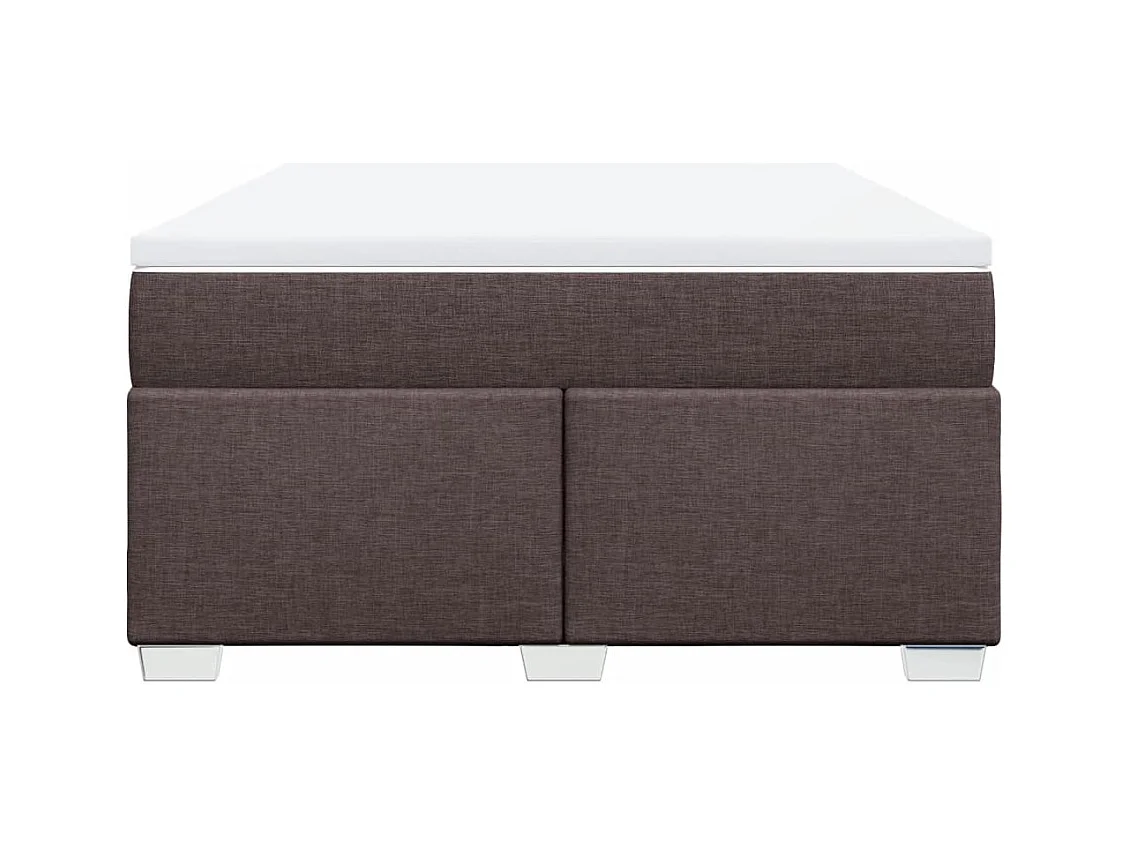 Cama box spring con colchón tela marrón oscuro 140x200 cm