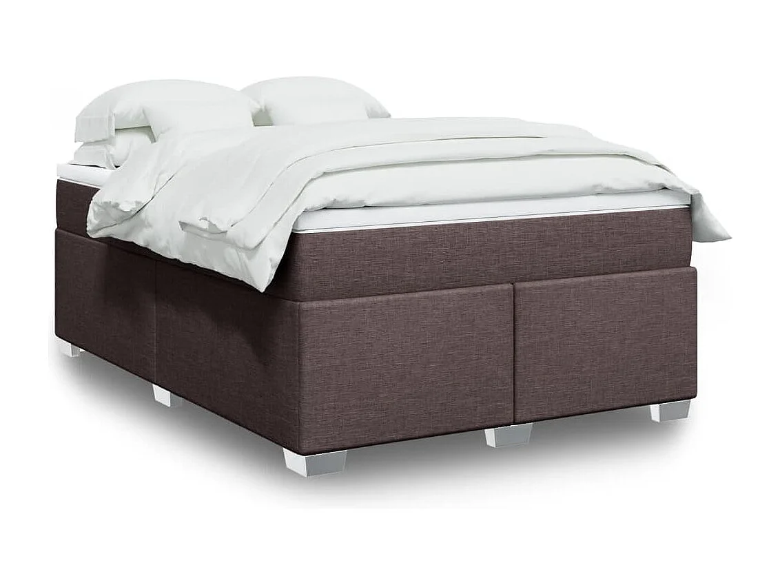 Cama box spring con colchón tela marrón oscuro 140x200 cm