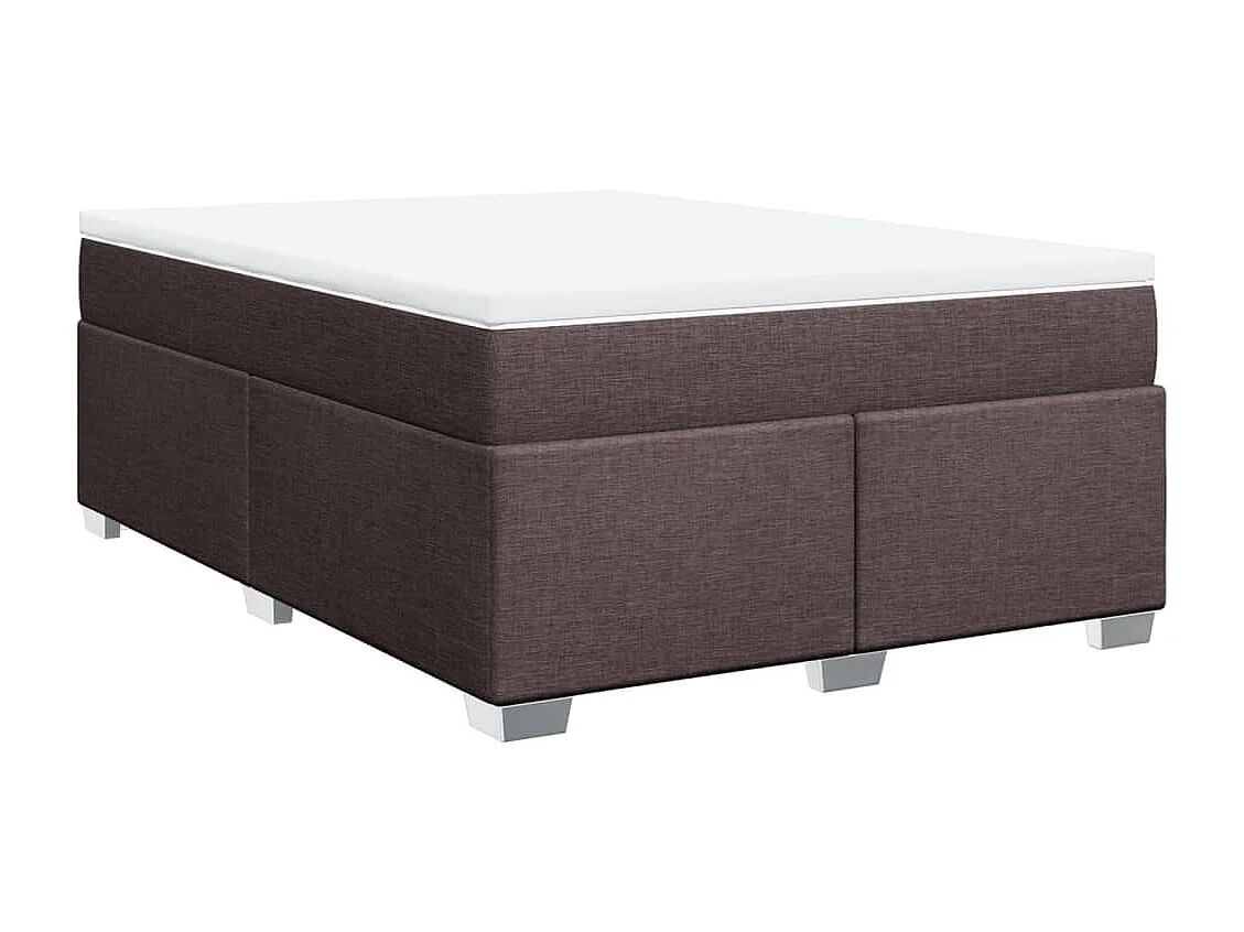Cama box spring con colchón tela marrón oscuro 140x200 cm