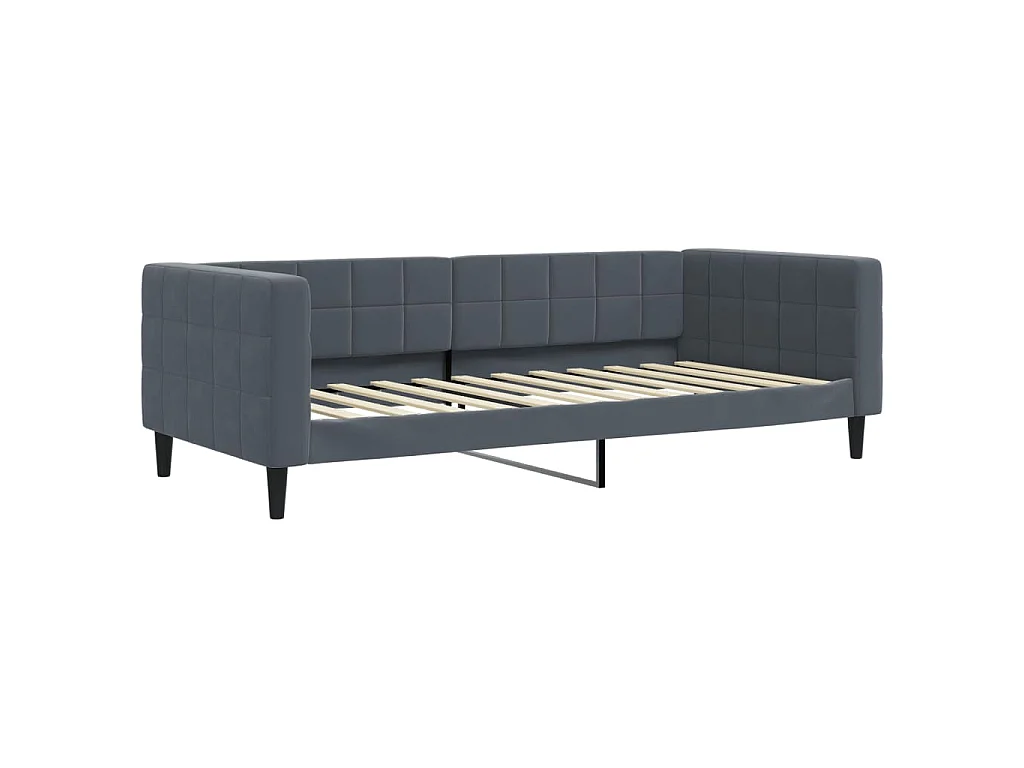 Slaapbank onderschuifbed matrassen 100x200cm fluweeldonkergrijs