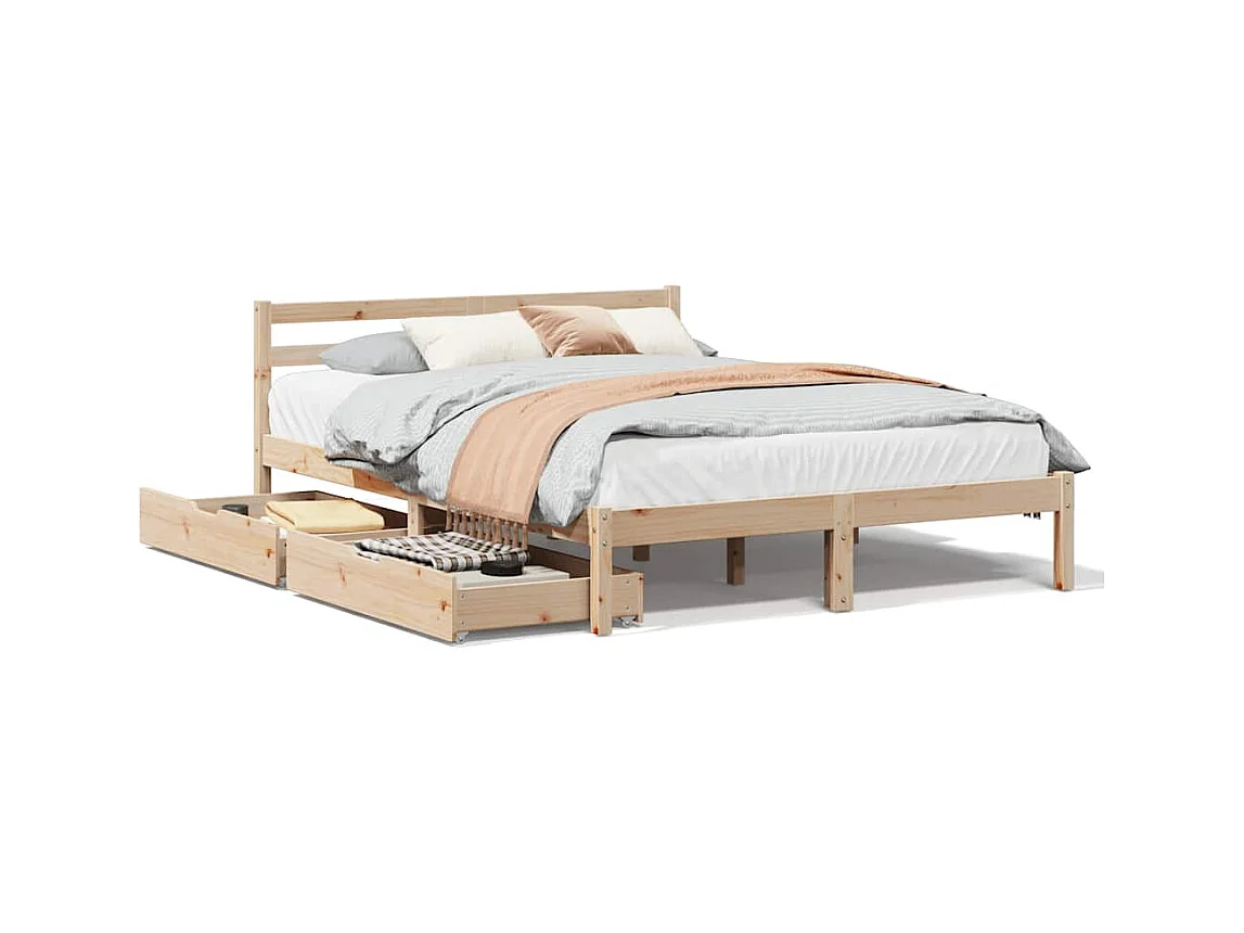 Letto senza Materasso 160x200 cm in Legno Massello di Pino