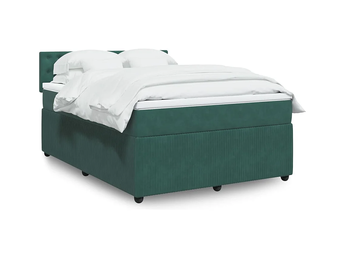 Sommier à lattes de lit et matelas Vert foncé 140x190cm Velours