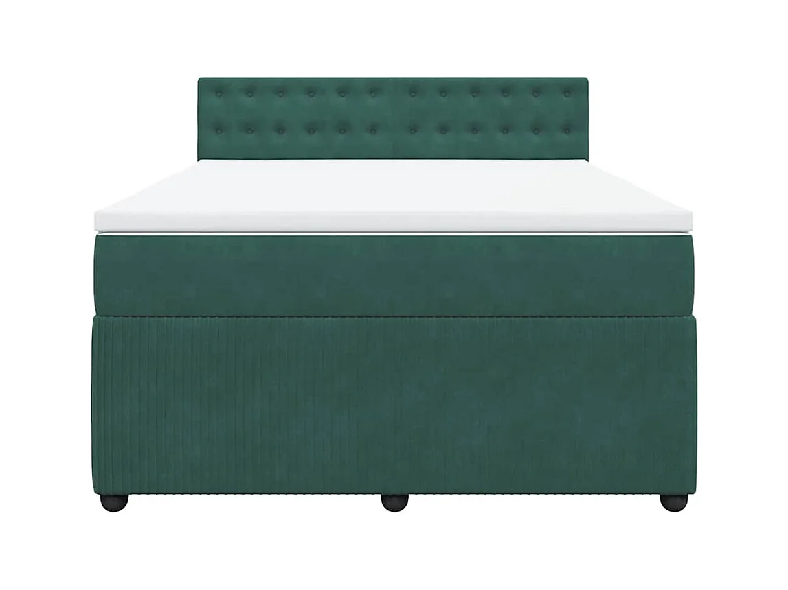 Sommier à lattes de lit et matelas Vert foncé 140x190cm Velours