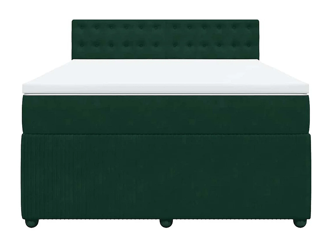 Boxspringbett mit Matratze Dunkelgrün 140x190 cm Samt