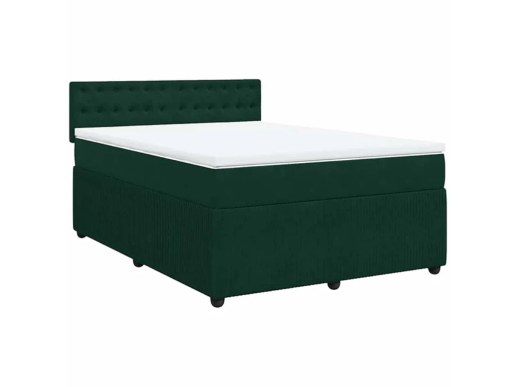 Boxspringbett mit Matratze Dunkelgrün 140x190 cm Samt