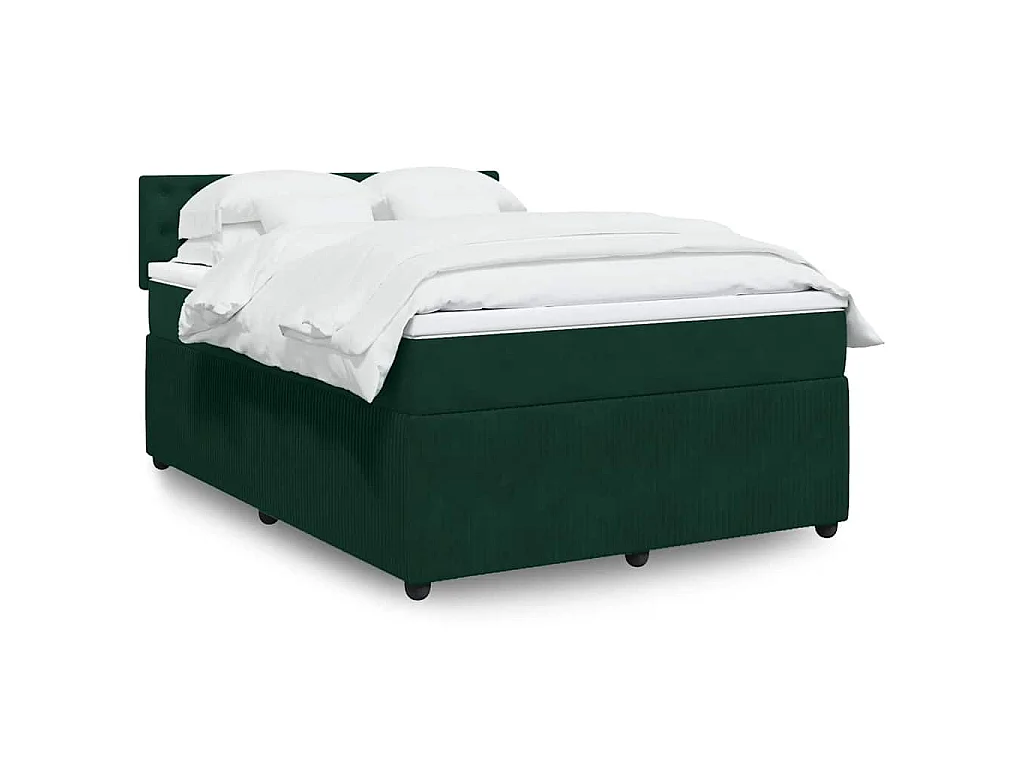 Boxspringbett mit Matratze Dunkelgrün 140x190 cm Samt
