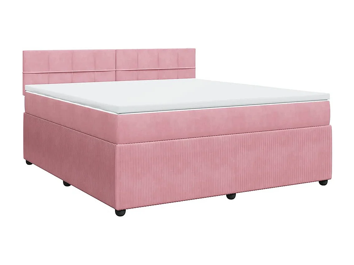 Boxspring met matras fluweel roze 180x200 cm