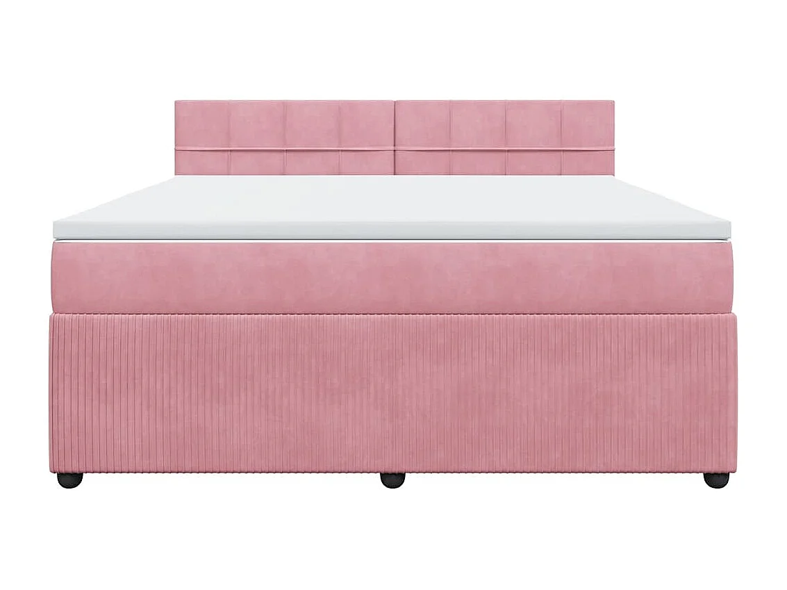 Boxspring met matras fluweel roze 180x200 cm