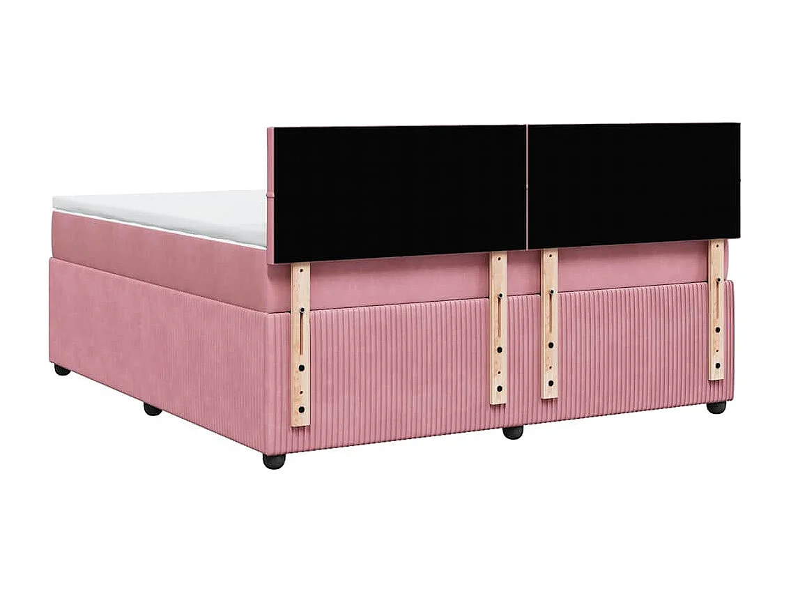 Boxspring met matras fluweel roze 180x200 cm