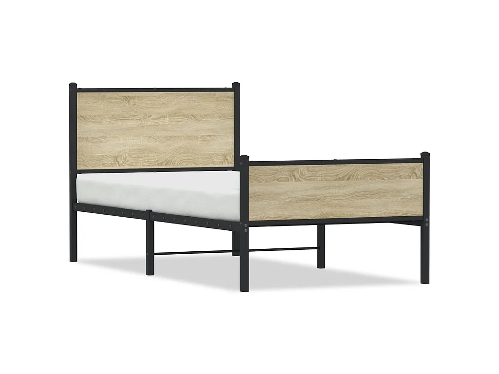 Estructura de cama sin colchón metal roble Sonoma 90x200 cm