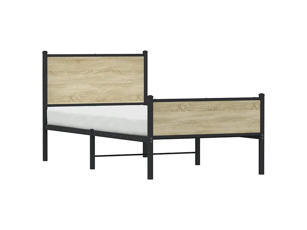 Estructura de cama sin colchón metal roble Sonoma 90x200 cm