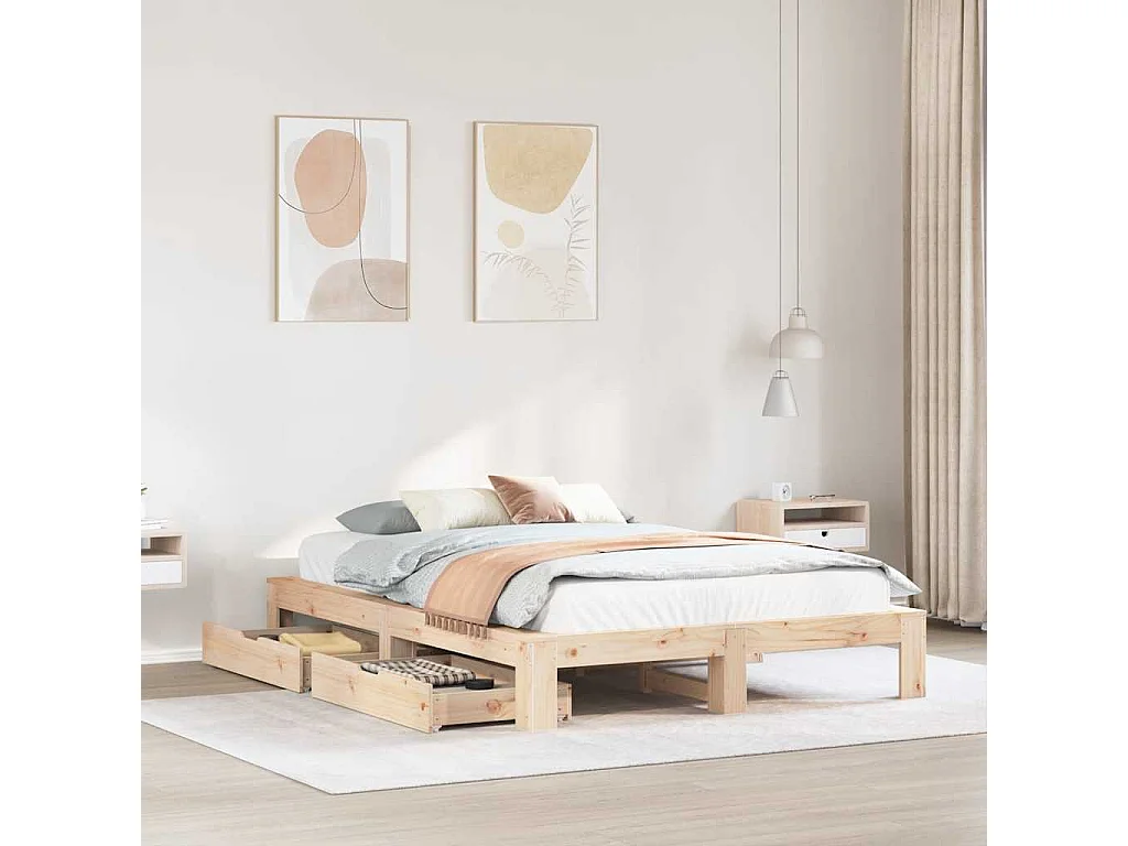 Cadre de lit sans matelas 140x190 cm bois de pin massif