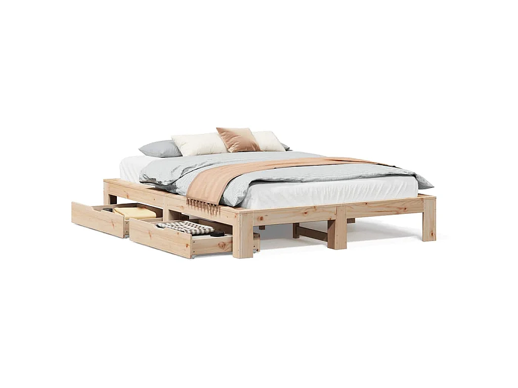 Cadre de lit sans matelas 140x190 cm bois de pin massif