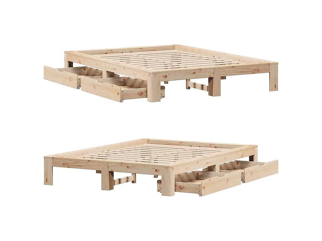 Cadre de lit sans matelas 140x190 cm bois de pin massif