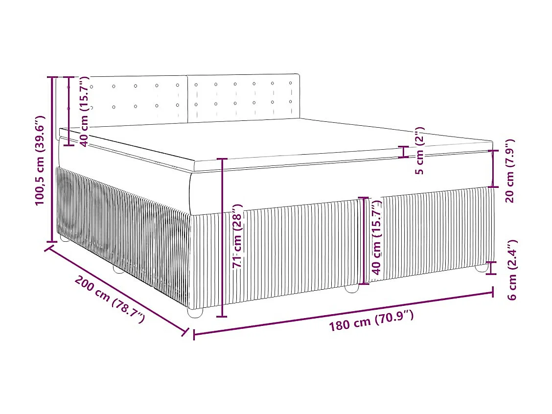 Boxspringbett mit Matratze Dunkelbraun 180x200 cm Stoff