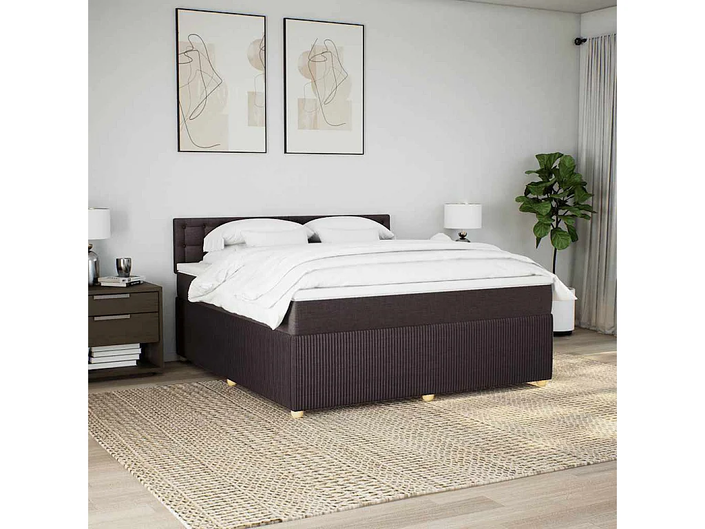 Boxspringbett mit Matratze Dunkelbraun 180x200 cm Stoff