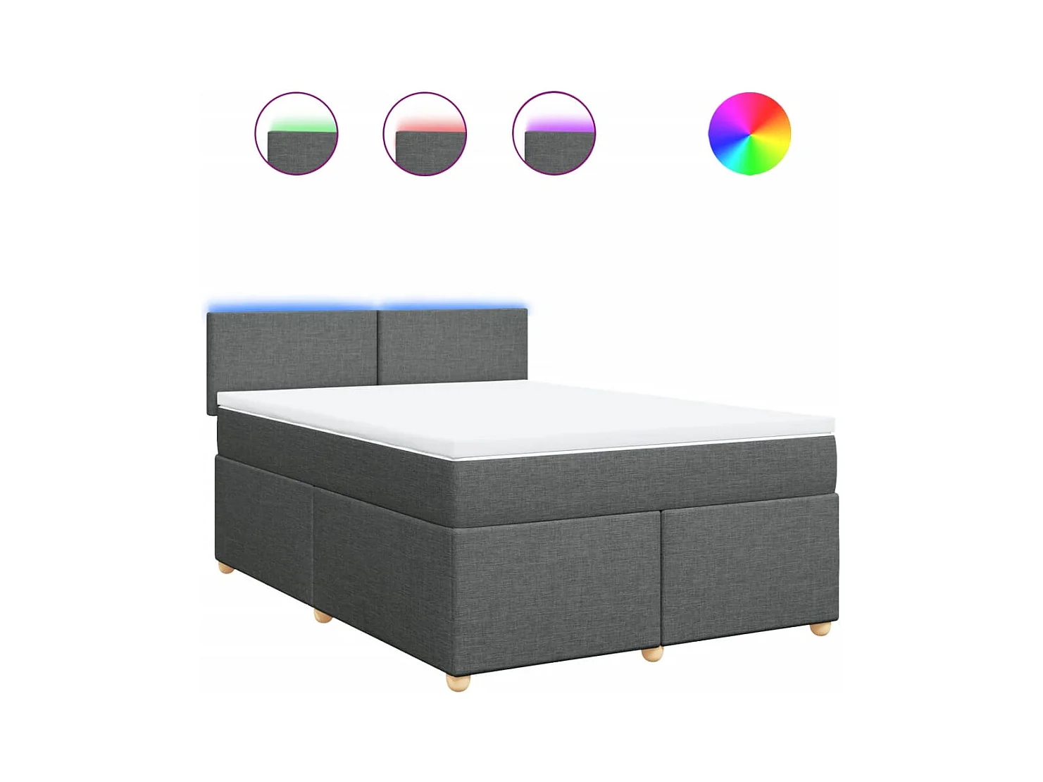 Sommier à lattes de lit avec matelas Gris foncé 140x190cm Tissu