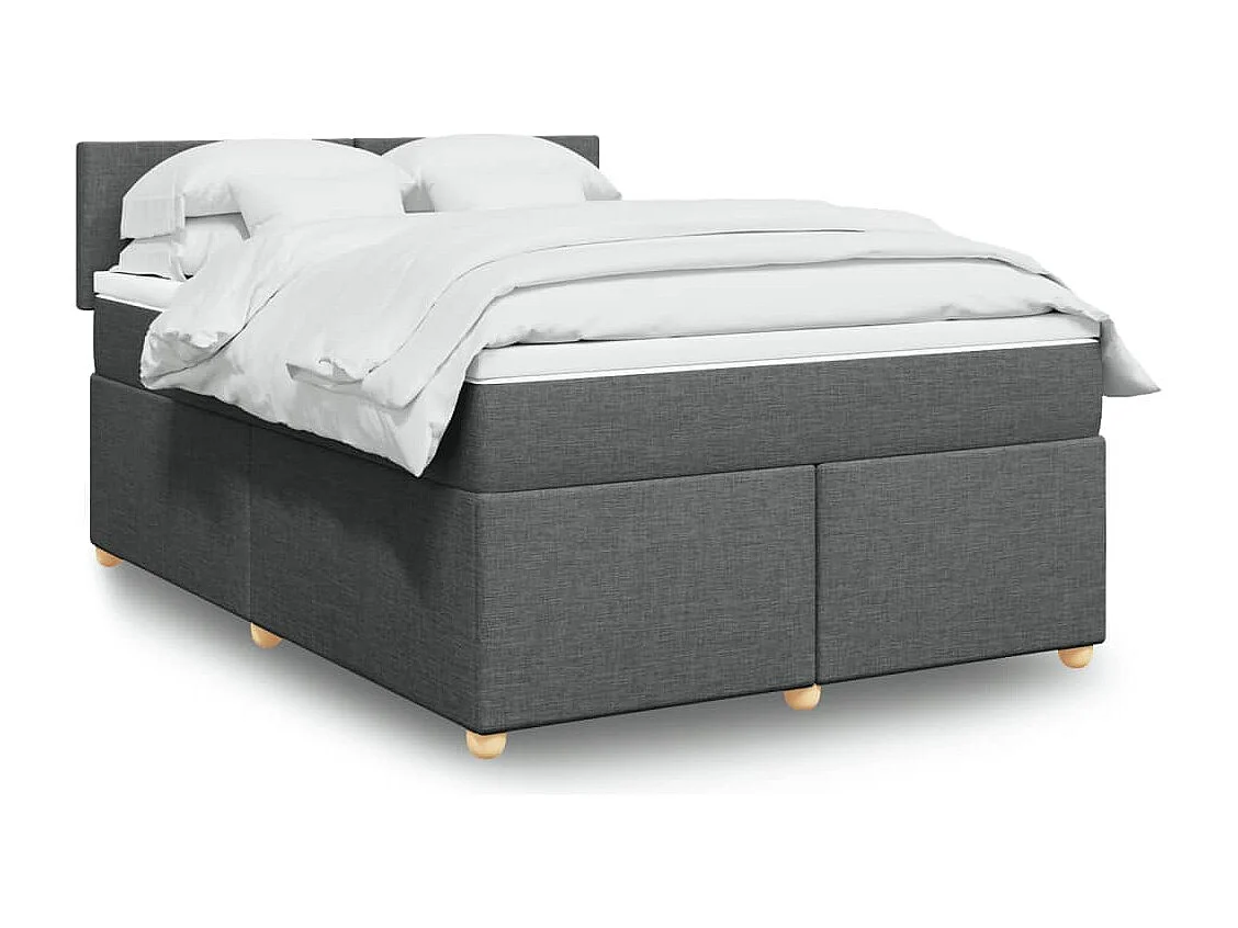 Sommier à lattes de lit avec matelas Gris foncé 140x190cm Tissu