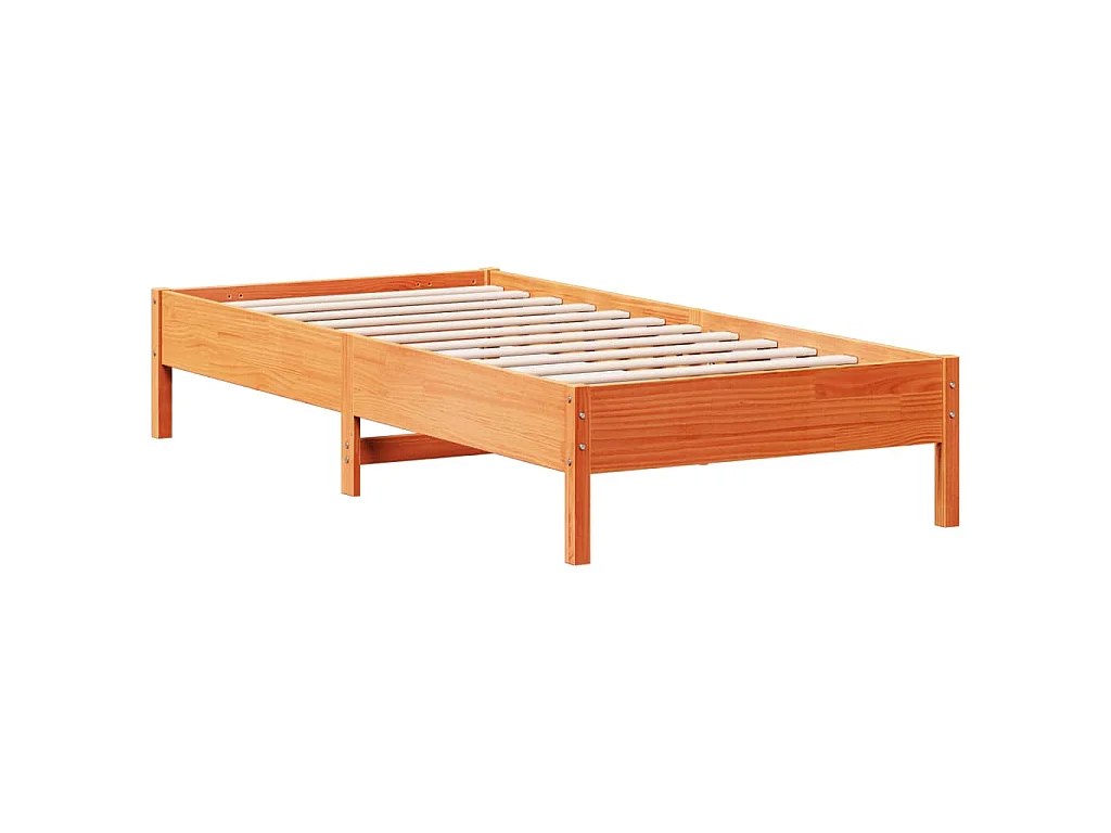 Bedframe zonder matras massief grenenhout wasbruin 100x200 cm