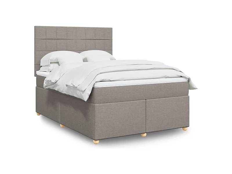 Sommier à lattes de lit avec matelas Taupe 160x200 cm Tissu