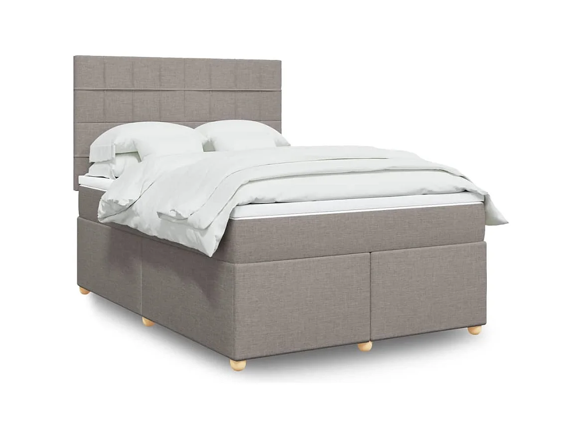 Sommier à lattes de lit avec matelas Taupe 160x200 cm Tissu