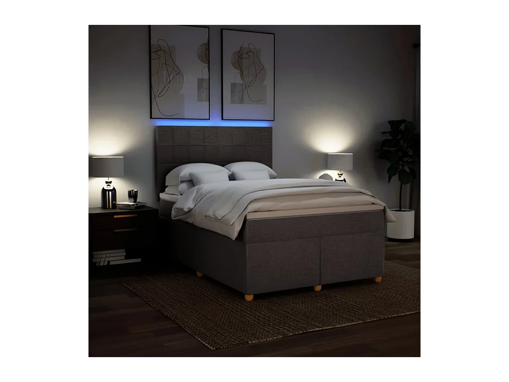 Sommier à lattes de lit avec matelas Taupe 160x200 cm Tissu