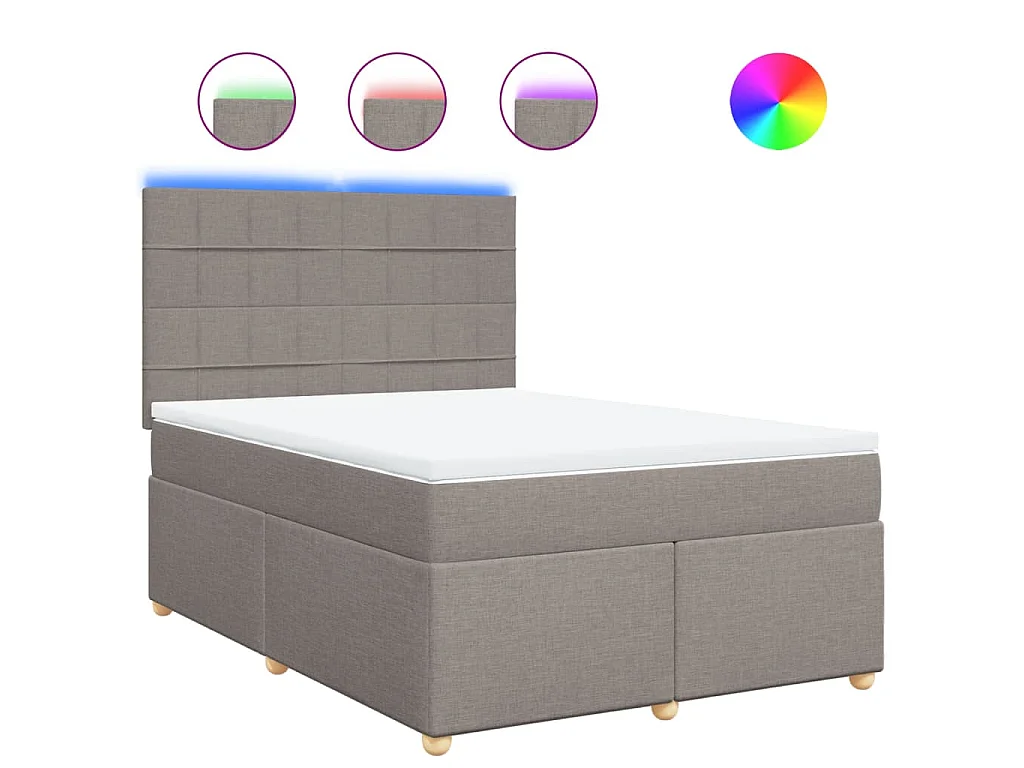 Sommier à lattes de lit avec matelas Taupe 160x200 cm Tissu