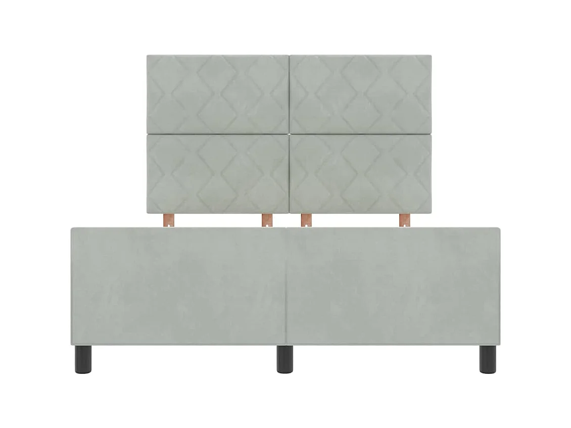 Cadre de lit avec tête de lit Gris clair 140 x 200 cm Velours