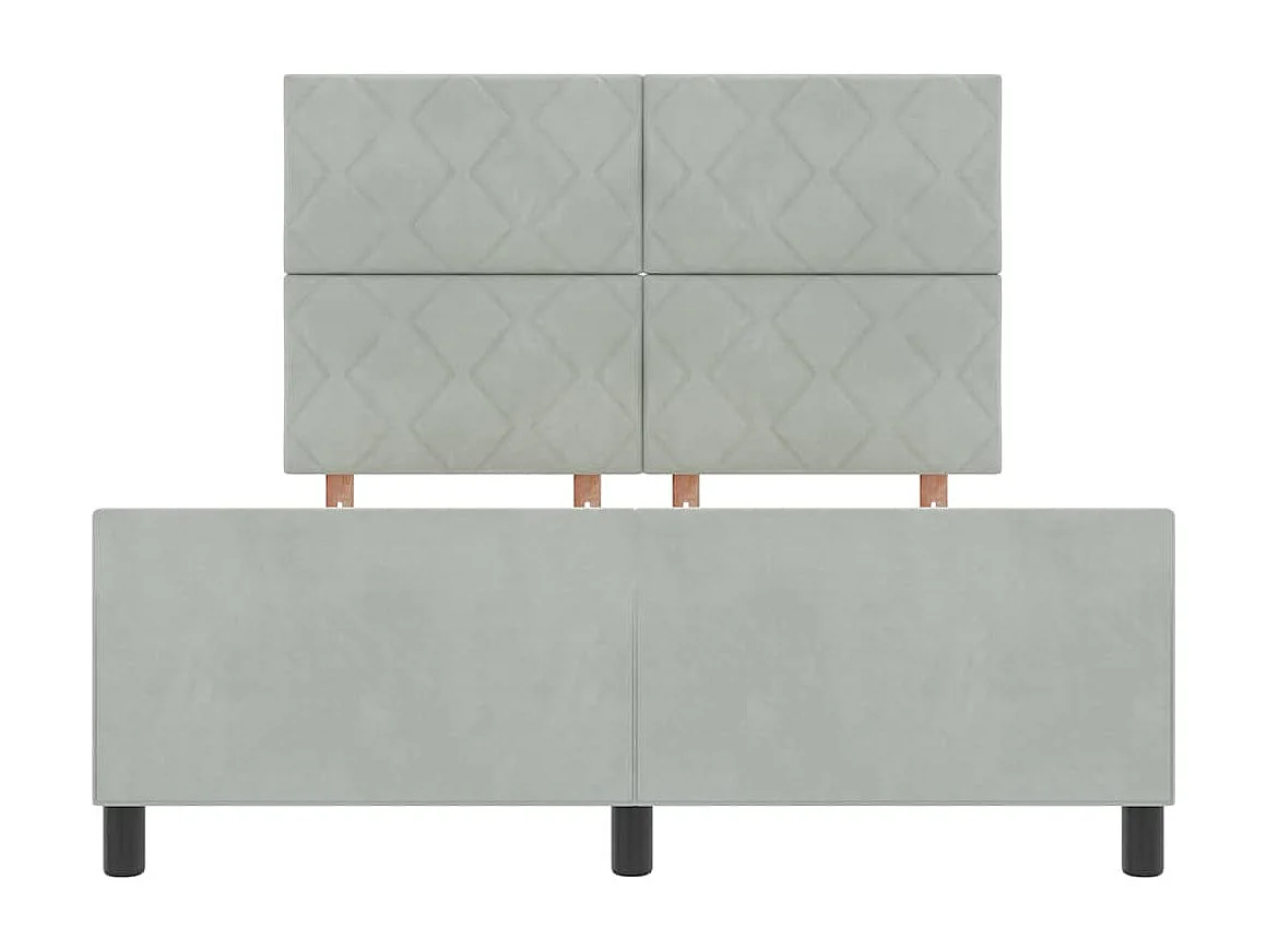 Lit à ressorts avec tête de lit Gris clair 140 x 200 cm Velours