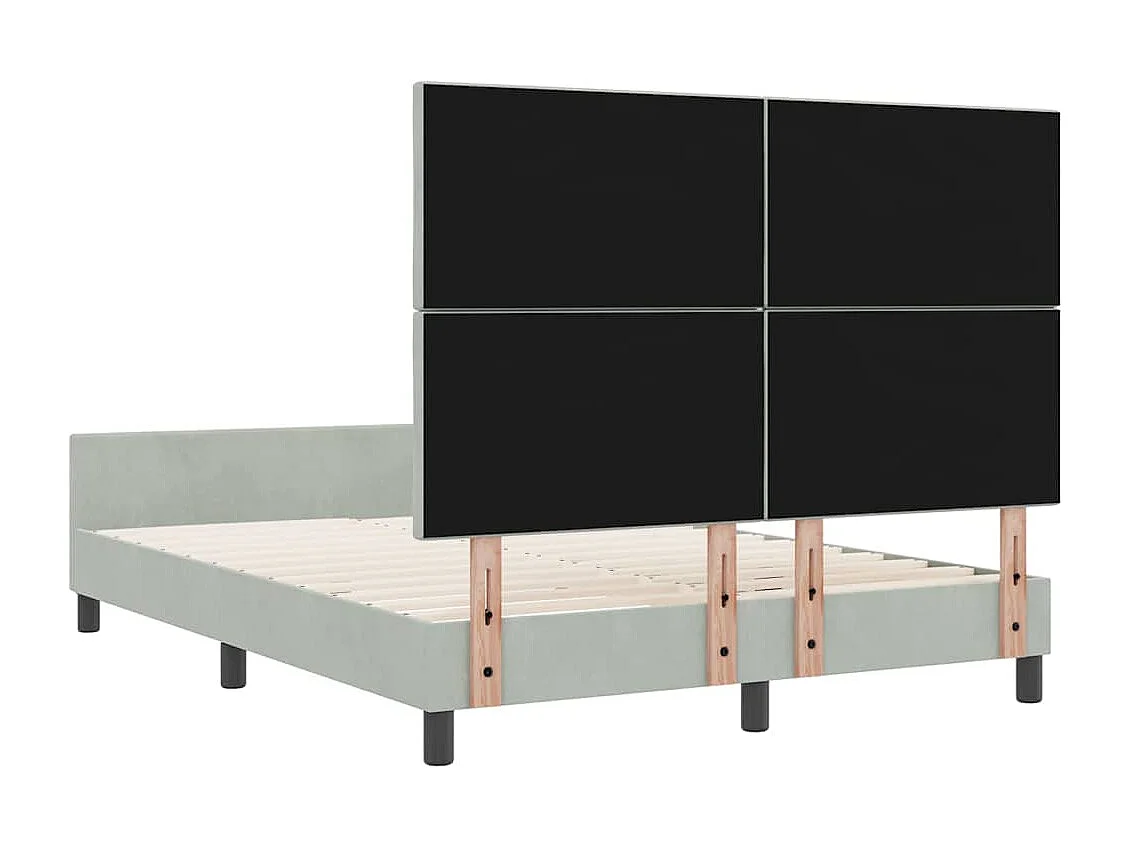 Lit à ressorts avec tête de lit Gris clair 140 x 200 cm Velours