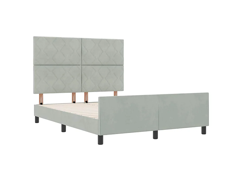 Boxspringbed met hoofdeinde Lichtgrijs 140 x 200 cm Fluweel