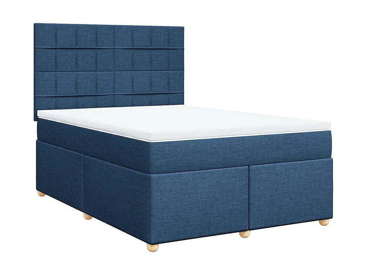 Cama com molas/colchão 140x190 cm tecido azul