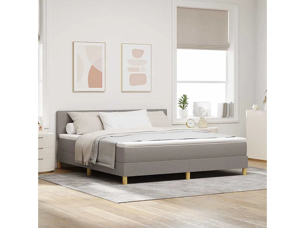 Lit à ressorts avec coussin Taupe 180 x 200 cm tissu