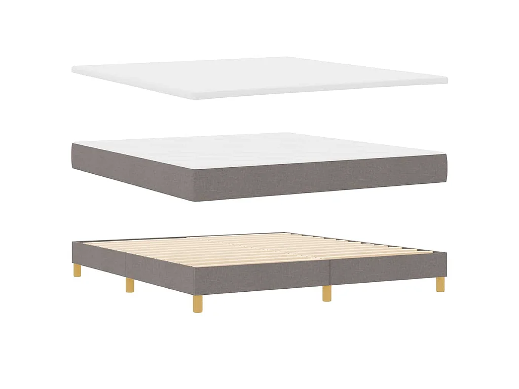 Lit à ressorts avec coussin Taupe 180 x 200 cm tissu