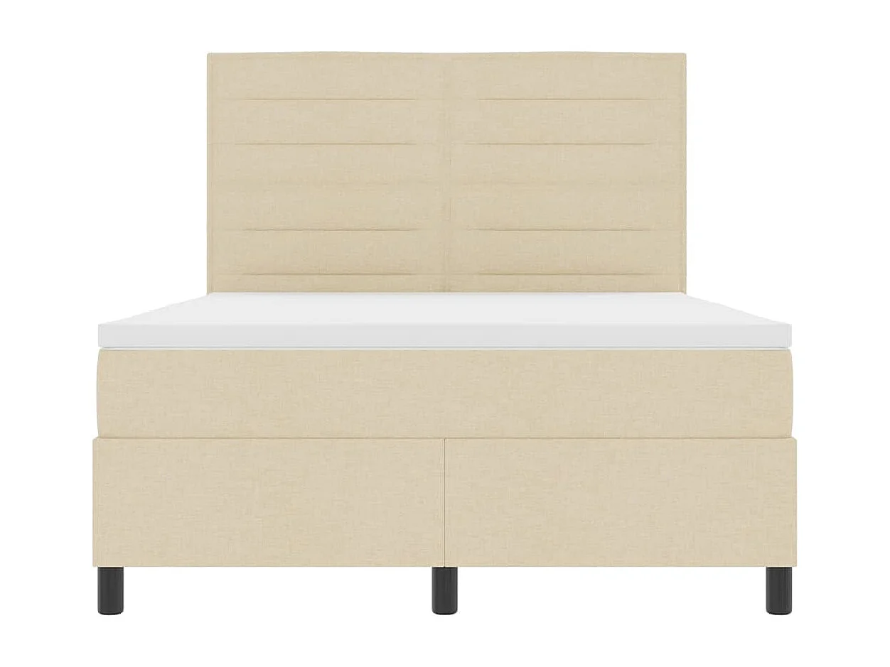 Boxspringbett mit Matratze Creme 140 x 190 cm Stoff