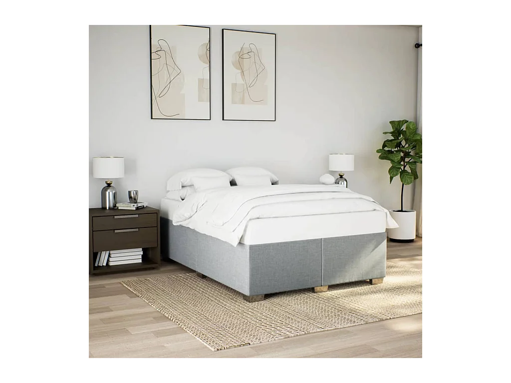Cadre de lit sans matelas gris clair 140x200 cm tissu