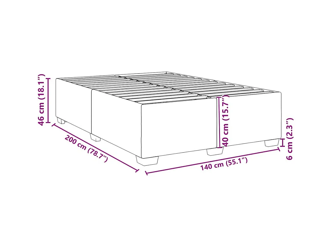 Cadre de lit sans matelas gris clair 140x200 cm tissu
