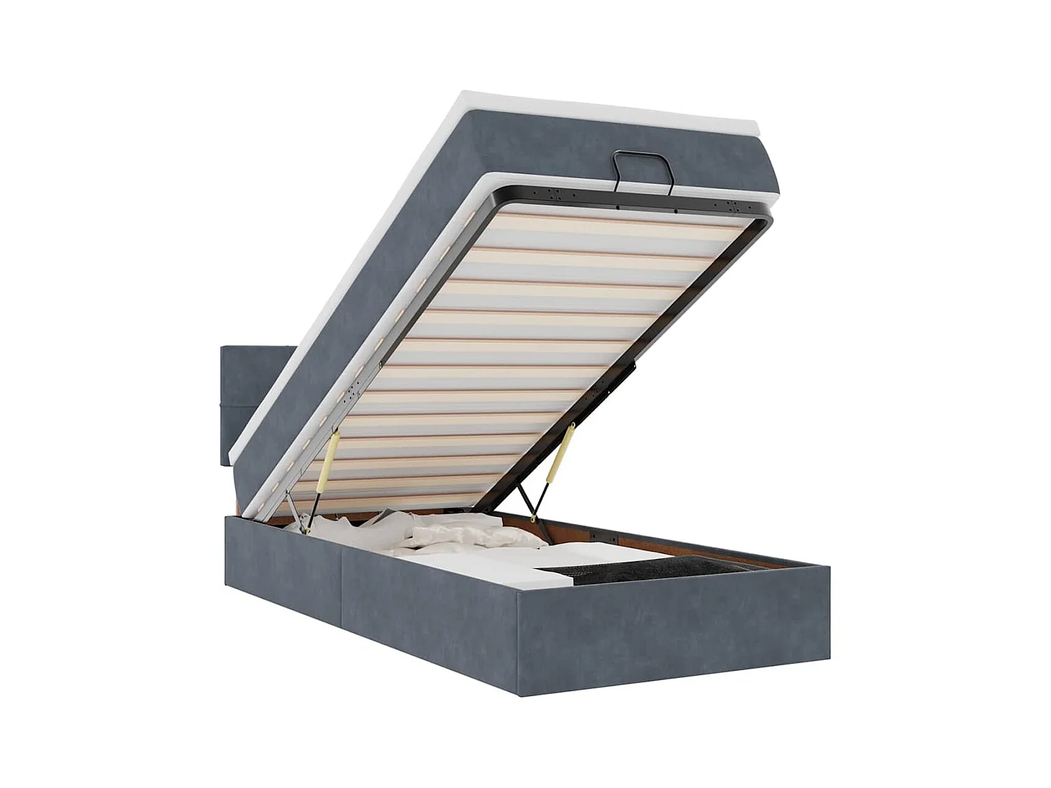 Ottoman-Bett mit Matratze Dunkelgrau 100x200 cm Samt