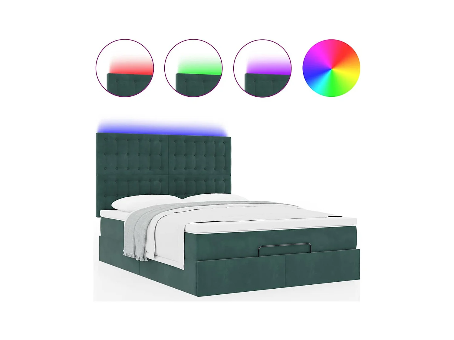 Cadre de lit ottoman avec matelas vert foncé 140x200 cm velours