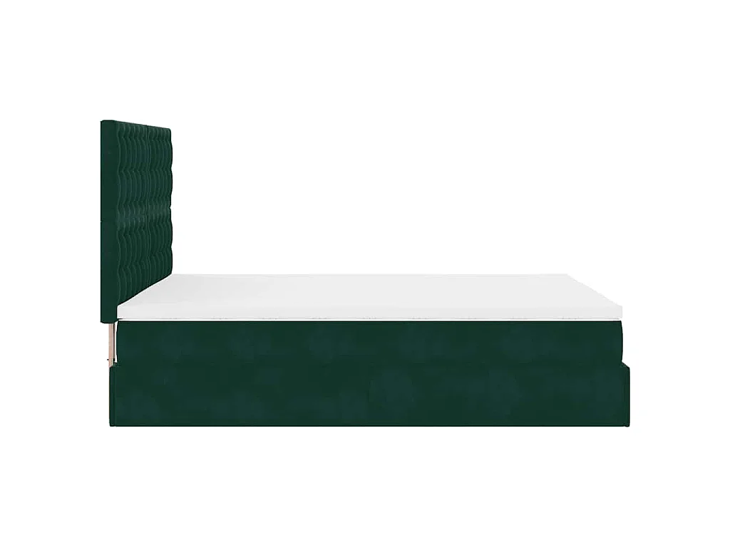 Ottoman-Bett mit Matratzen & LEDs Dunkelgrün 140x200 cm Samt