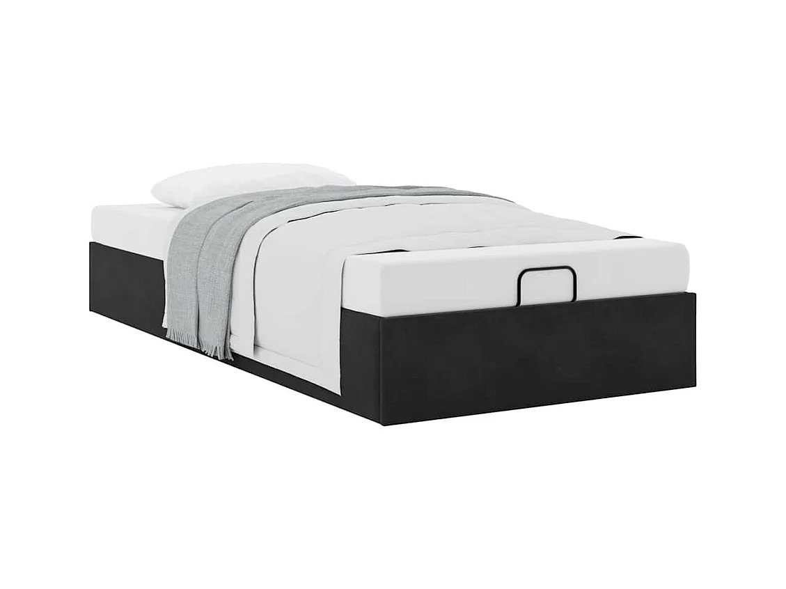 Cadre de lit ottoman sans matelas noir 100x200 cm velours