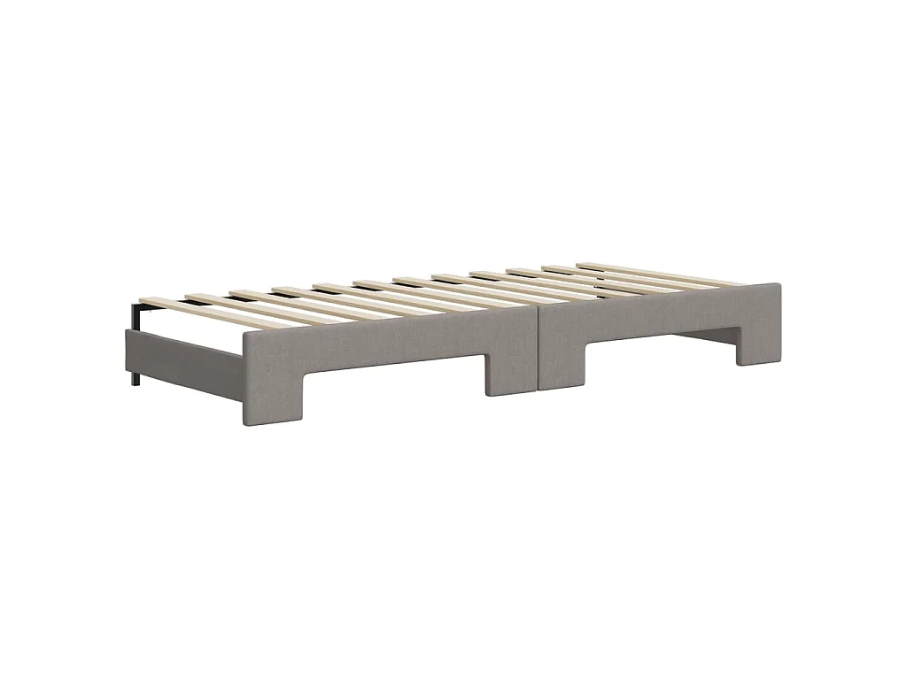 Tagesbett Ausziehbar mit Schubladen Taupe 90x200 cm Stoff