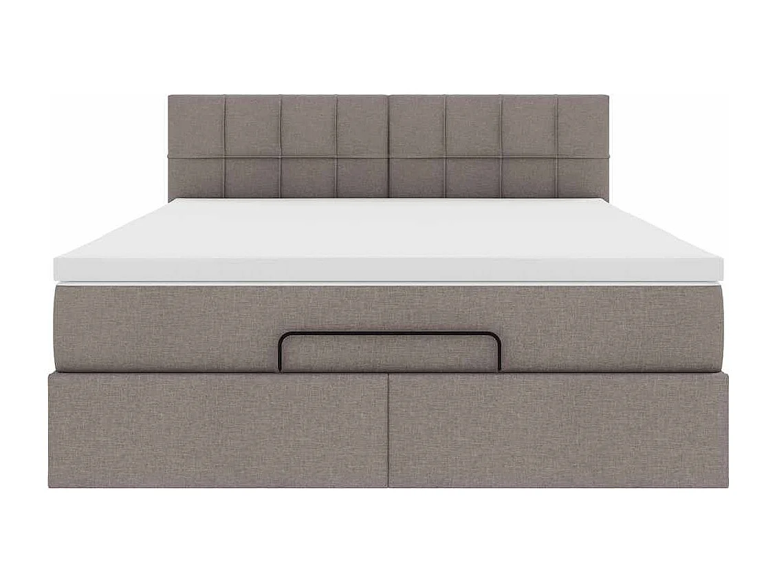 Pouf Letto con Materasso e LED Tortora 140x200 cm in Tessuto