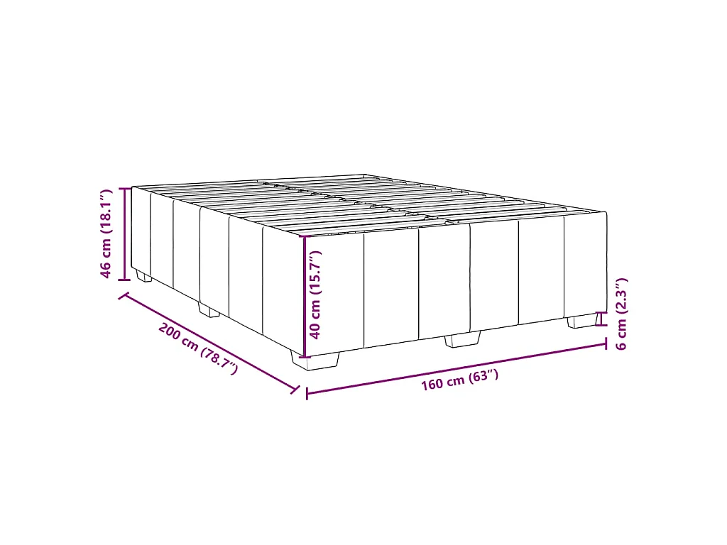 Bedframe zonder matras stof donkergrijs 160x200 cm