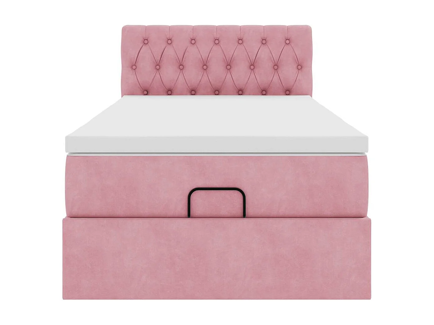 Cadre de lit ottoman avec matelas rose 90x190 cm velours