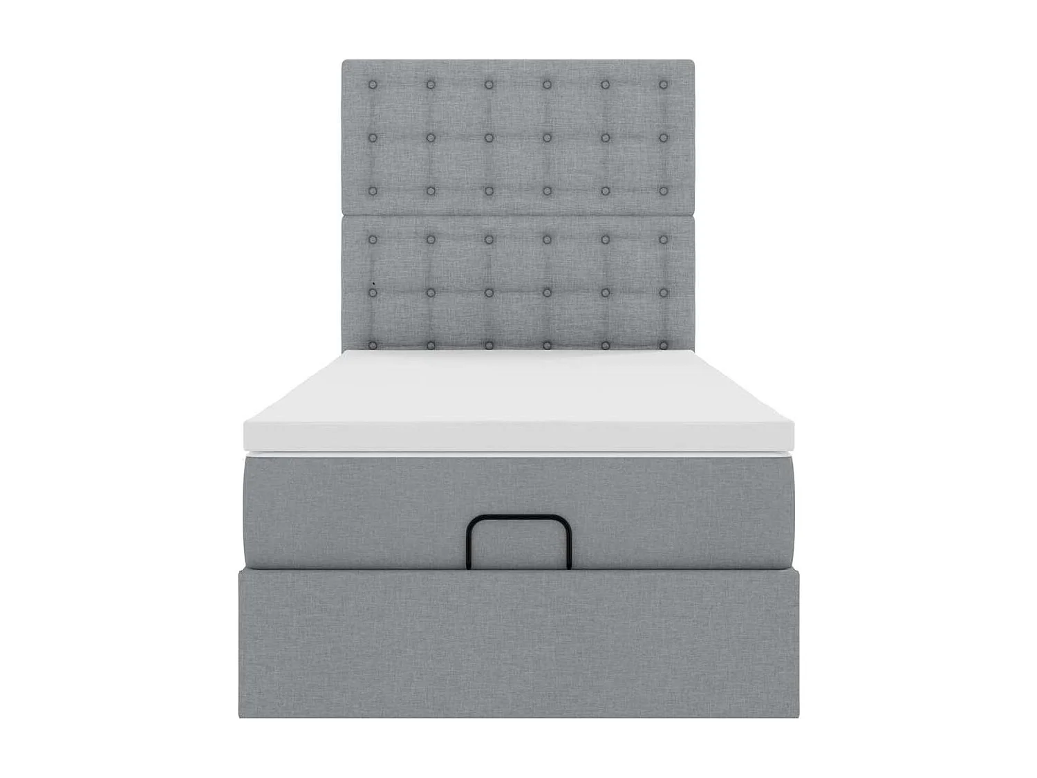 Estructura de cama otomana con colchón tela gris claro 90x190cm