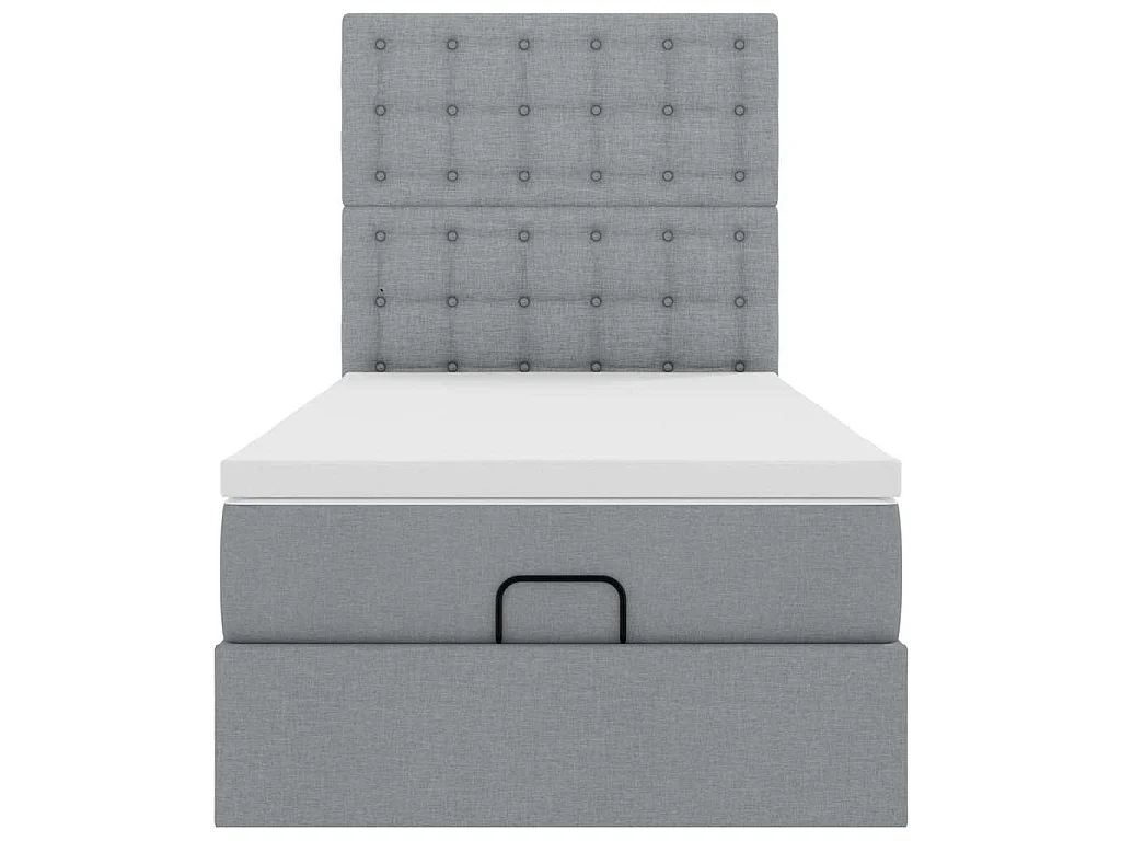 Ottoman-Bett mit Matratze & LEDs Hellgrau 90x190 cm Stoff